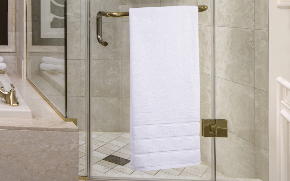 Discover More Delights: Striped Trim Bath Towel