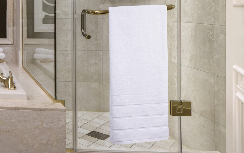 Plush Striped Trim Bath Towel